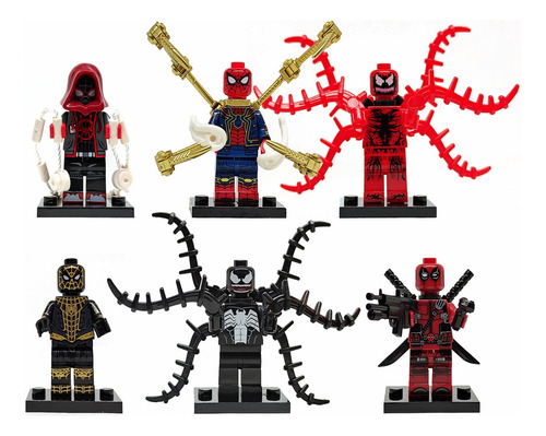 Spiderman 6 Figuras Armar Set Juguetes Venom Miles Carnage