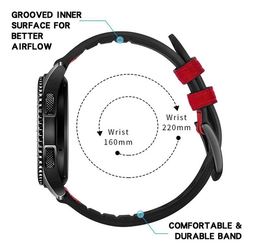 Correa Doble Caucho Cuero Para Smartwatch Foxbox Sport I29 Rojo 2.2 Cm