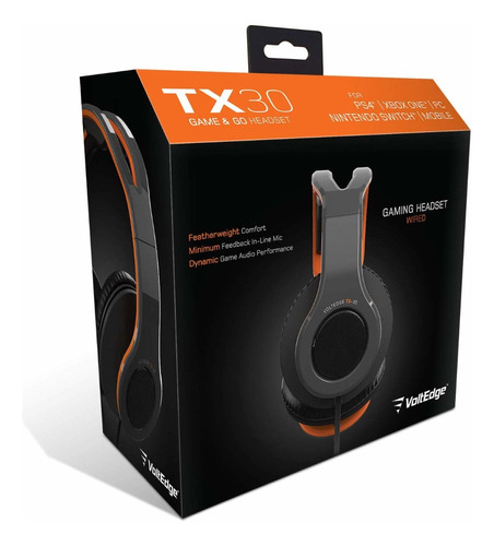 Headset Alámbrico Tx30 Voltedge Universal Ps, Xbox, Nsw Y Pc Color Naranja/Negro