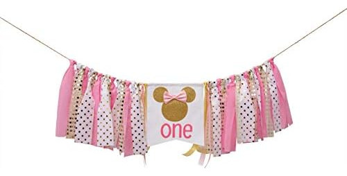 Pancarta De Cumpleaños De Minnie Mouse Rosa Y Dorada, Pancar
