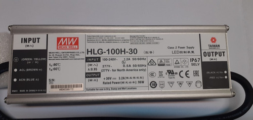 Imagen 1 de 1 de Driver Para Led 100w 30v Ip67 Mean Well Corriente Constante