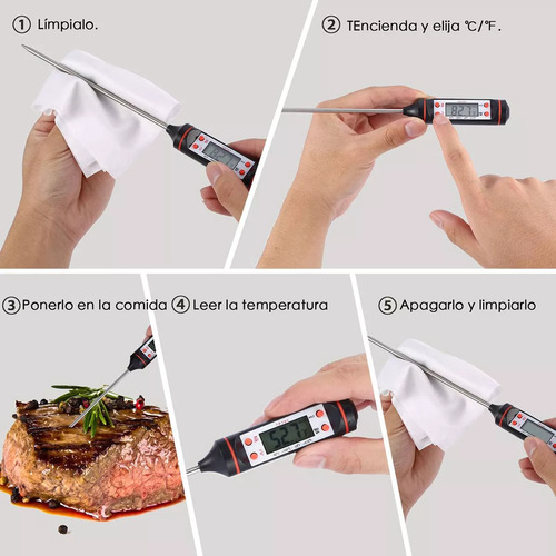 3pz Termometro Digital Cocina Carne Reposteria Chcolate Comida Blanco