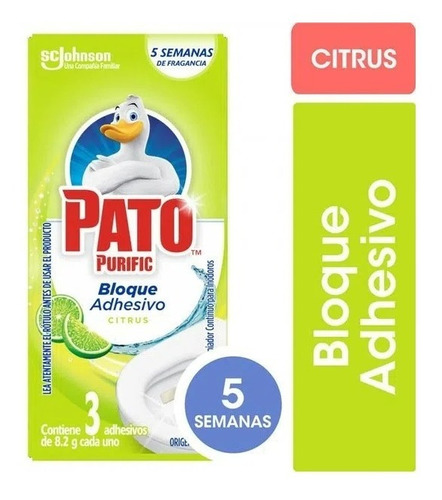 Bloque Adhesivo Baño Inodoro Aroma Citrus X6u Dura 5 Semanas