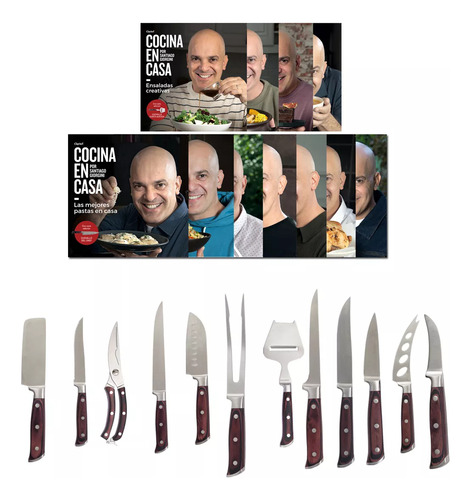 Coleccion Cuchillos + Revistas Cocina En Casa Santi Giorgini Tijera Clarín Marca Soklingen