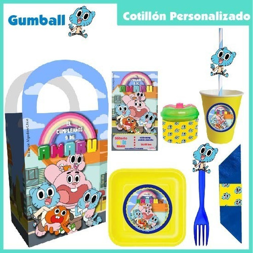 Cotillón Cumpleaños Personalizado Premium Gumball