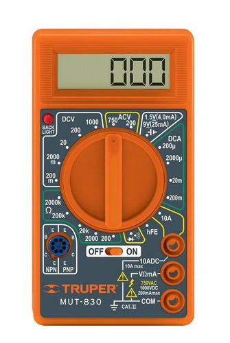 Multítester Digital Mut-830 Truper C/cables