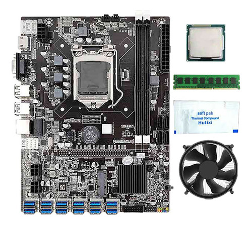 Placa Base Minera B75 Btc Con Cpu G530/g630+8g Ddr3 Ram+fa