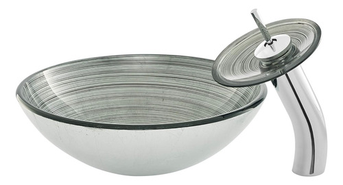 Cascade 16.5 - Fregadero De Vidrio Con Grifo, Color Gris Ahu