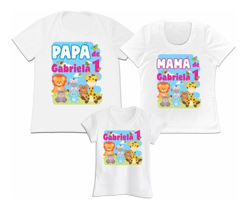 Franela Set 3 Familia Mama Papa Hijo Hija Animales Granja