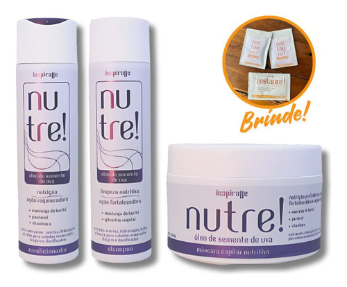 Kit Trio Semente Uva Shampoo Condicionador Máscara Inspirale