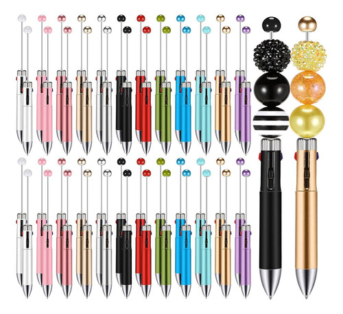 50 Bolígrafos Con Cuentas De Plástico A Granel, Multicolor,