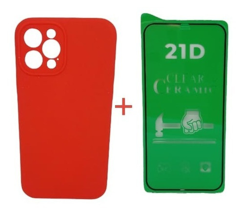 Silicone Case Para iPhone 12 Pro Y Vidrio Ceramico