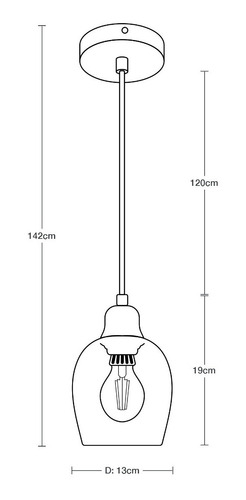 Lámpara Colgante Moderna Negro Vidrio Ahumado 40w E27 1 Luz