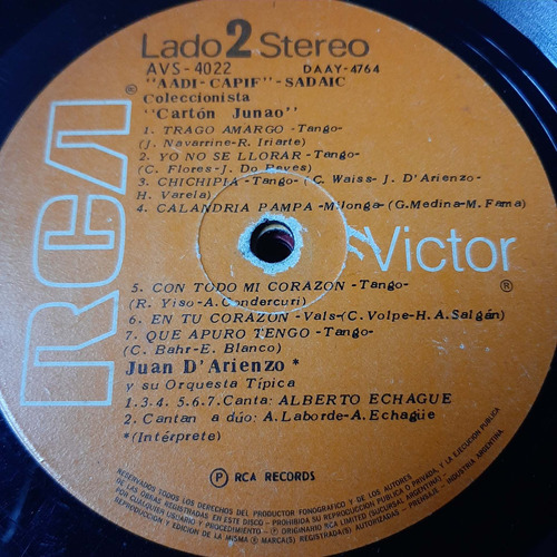 Sin Tapa Disco Juan D Arienzo Carton Junao Laborde Echagu T0