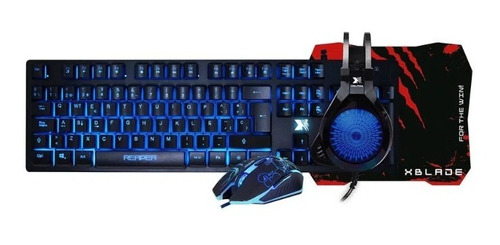 Combo 4 En 1 Reaper Teclado Pad Mouse Auricular Gamer Xblade