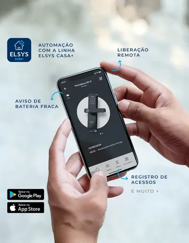 Fechadura Digital 4000b Elsys Prata Wi-fi - Senha Biometria Chave