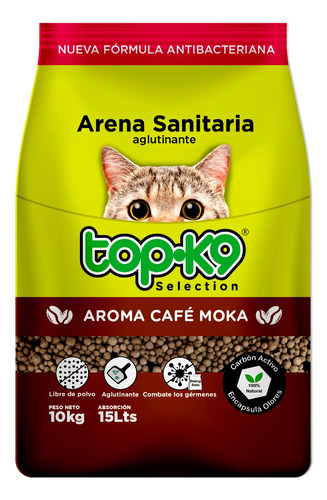 Arena Sanitaria Para Gatos Topk9 Aroma Café Moka 10kg