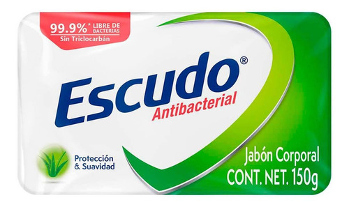 Jabón En Barra Escudo Antibacterial Protección Y Suavidad 150g