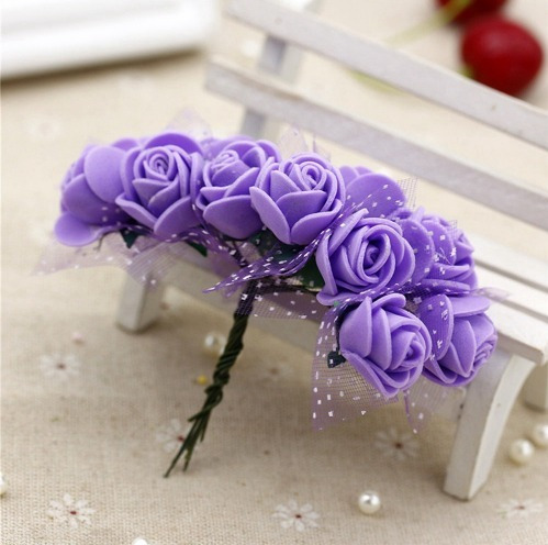 144 Mini Rosas Flores Rosinhas Artificiais Roxo Seda Eva | MercadoLivre