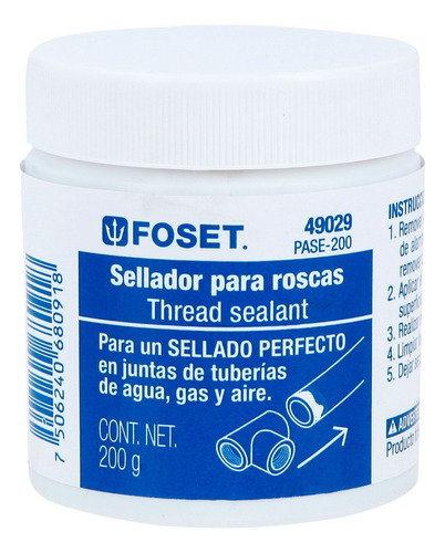 Pasta Sellador De Roscas De 200 G Foset