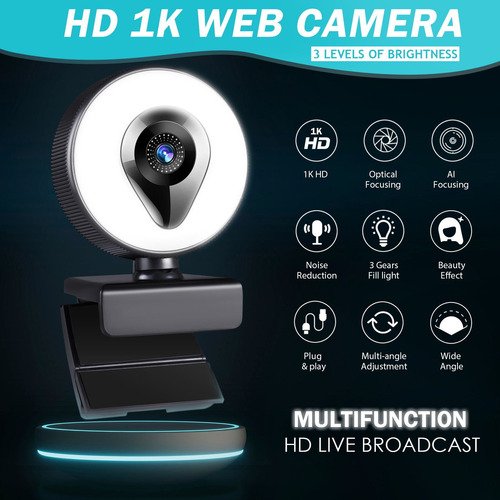 Imagen 6 de 10 de Cámara Web De 1080p Con Usb Y Luz De Relleno Para Pc