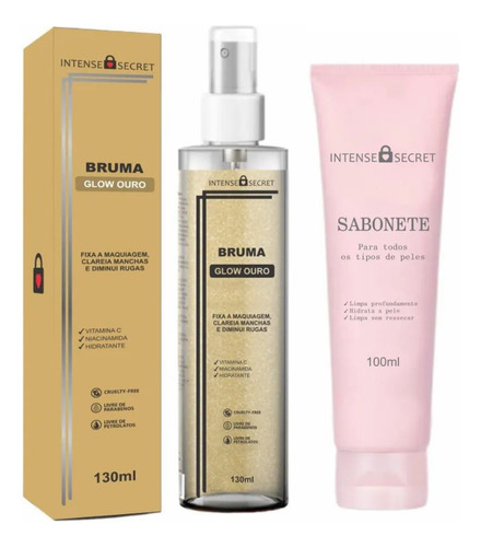 Kit 2 Und. Sabonete Micelar + Bruma Glow Ouro Intense Secret