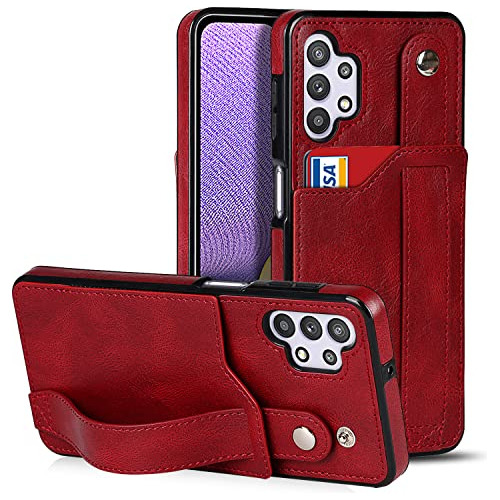 Funda Cartera Para Samsung Galaxy A32 5g Rojo 6.5 Pulgada Pu