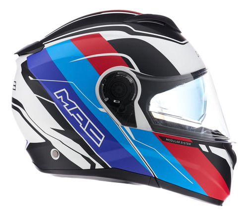 Casco para moto rebatible MAC Rock  azul y blanco mate talle S 