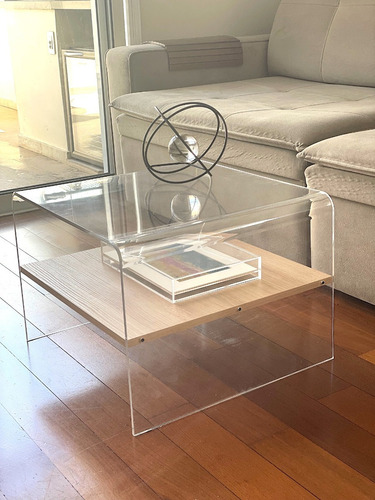 Mesa De Centro De Acrílico Com Mdf - Linda Cor Cristal