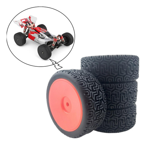4 Paquetes De Neumáticos De Goma Rc 66mm Para Rojo Rojo