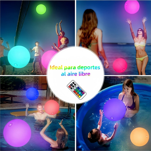 Con Luz Led Verano Pileta Pelota Inflable Playa 20cm