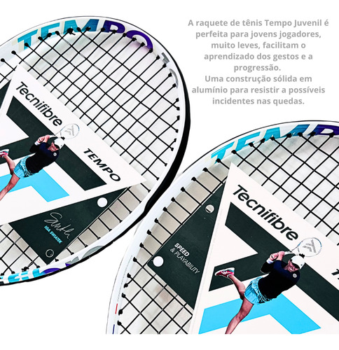Raquete De Tênis Tempo Tecnifibre Alumínio Junior Com Capa