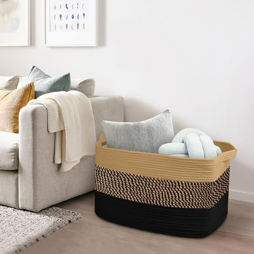 Cesta De Almacenamiento Rectangular De Mimbre Extra Grande