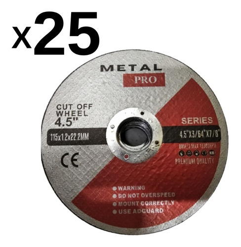Discos De Corte Extrafino 4  1/2 Pulgadas Metal Pro (25)  