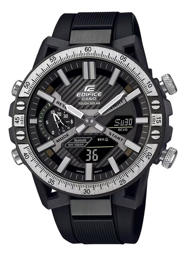 Reloj Hombre Casio Ecb-2000tp-1adf Edifice Color de la correa Negro Color del bisel Plateado Color del fondo Negro