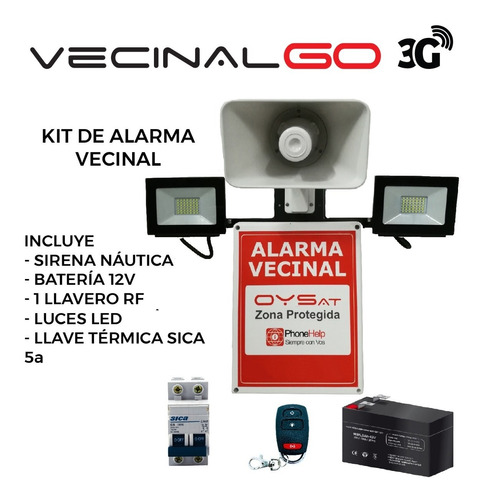 Kit Alarma Vecinal Vecinalgo 3g Sirena Reflector Term