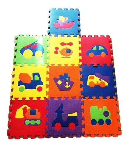 Tapete Carritos Juego Niños Bebe Gateo 10 Piezas 30x30 C/u