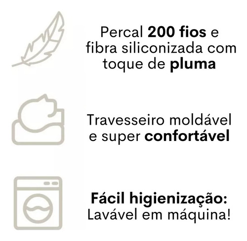 Travesseiro Algodão 200fios Pluma De Ganso 70x50 10 Unidades Cor Branco