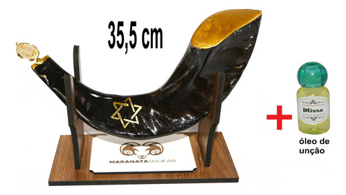 Shofar De Chifre De Carneiro De Ungir/unção + Suporte 15