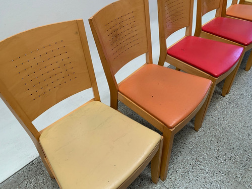 Set Juego 6 Sillas Madera Y Cuerina P/ Mesa Comedor Cocina