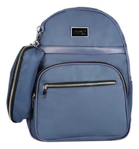 Mochila Agarrate Catalina Con Cartuchera Lille Color Azul Diseño De La Tela Lisa