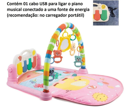 Caminha Tapetinho Atividades Piano Musical Bebe Rosa Usb Br