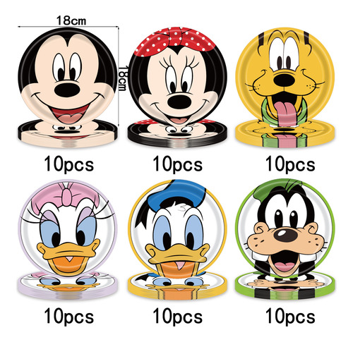 Kit De Conjuntos Mickey Mouse Fiesta Platos 60 Pcs