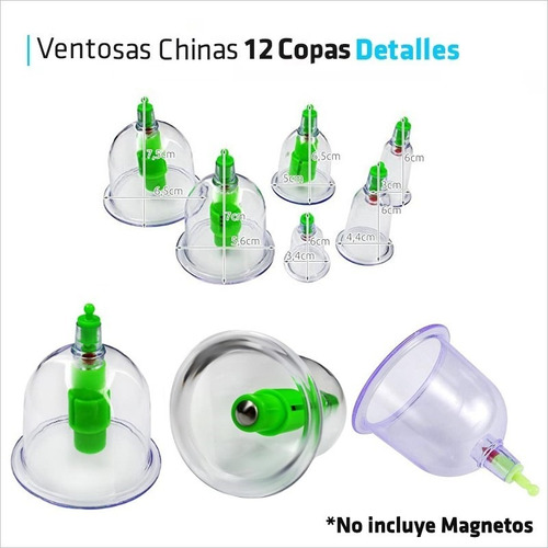 Imagen 4 de 10 de Kit 12 Ventosas Chinas Vacumterapia + Manguera Premium