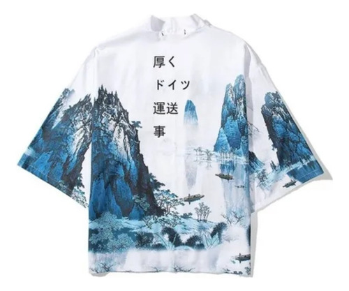 Kimono Saco Camisa Abierta Pintura En Montaña Art Reempacado