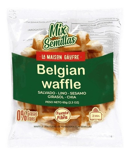Waffle Belga Mix Semillas Listo Para Comer 65g