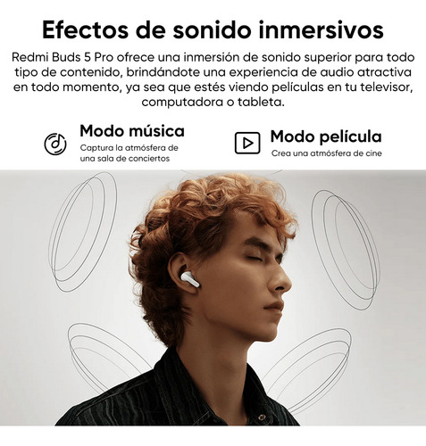 2 Pcs Xiaomi Audífonos Inalámbricos Redmi Buds 5 Pro Blanco Y Negro