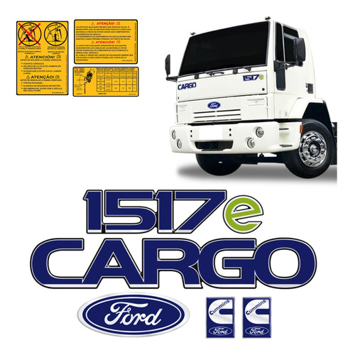 Kit Emblemas Cargo 1517e  Adesivos Caminhão Ford Cummins