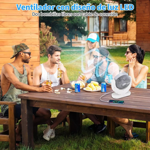 Ventilador Solar Recargable Abanico Portátil Mesa Piso Y Luz