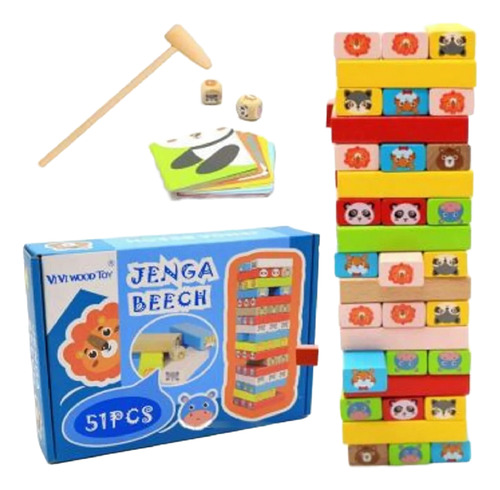Juego Mesa Beech Torre Bloques Animales Apilable 51 Pcs -339
